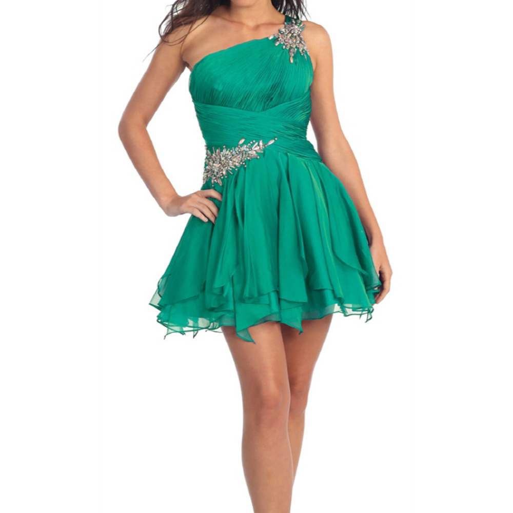 Teal Sleeveless Evening Short Dress